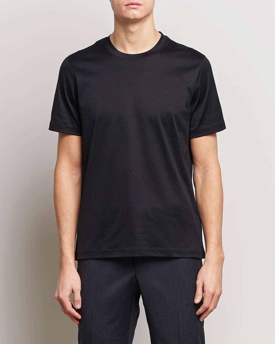 Herre | Eton | Eton | Filo Di Scozia Cotton T-Shirt Black