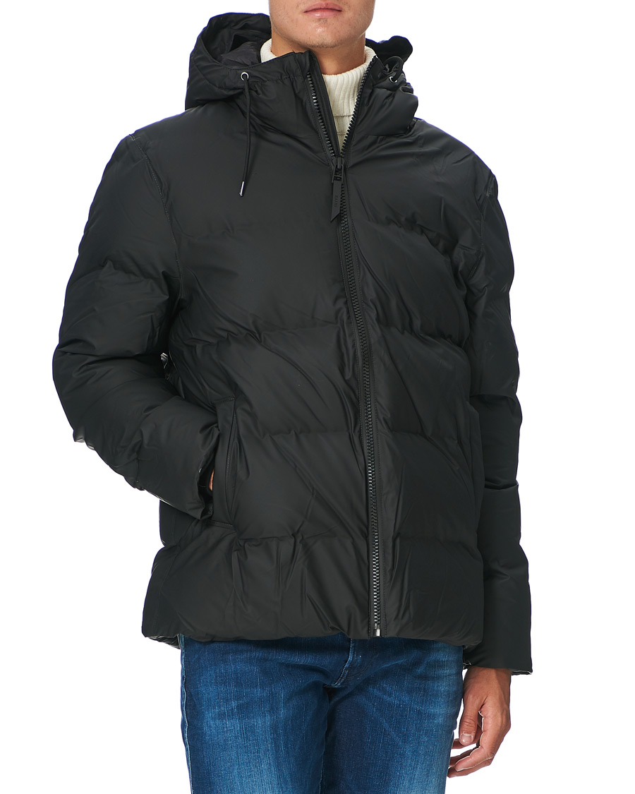 black puffer jacket with hood waterproof