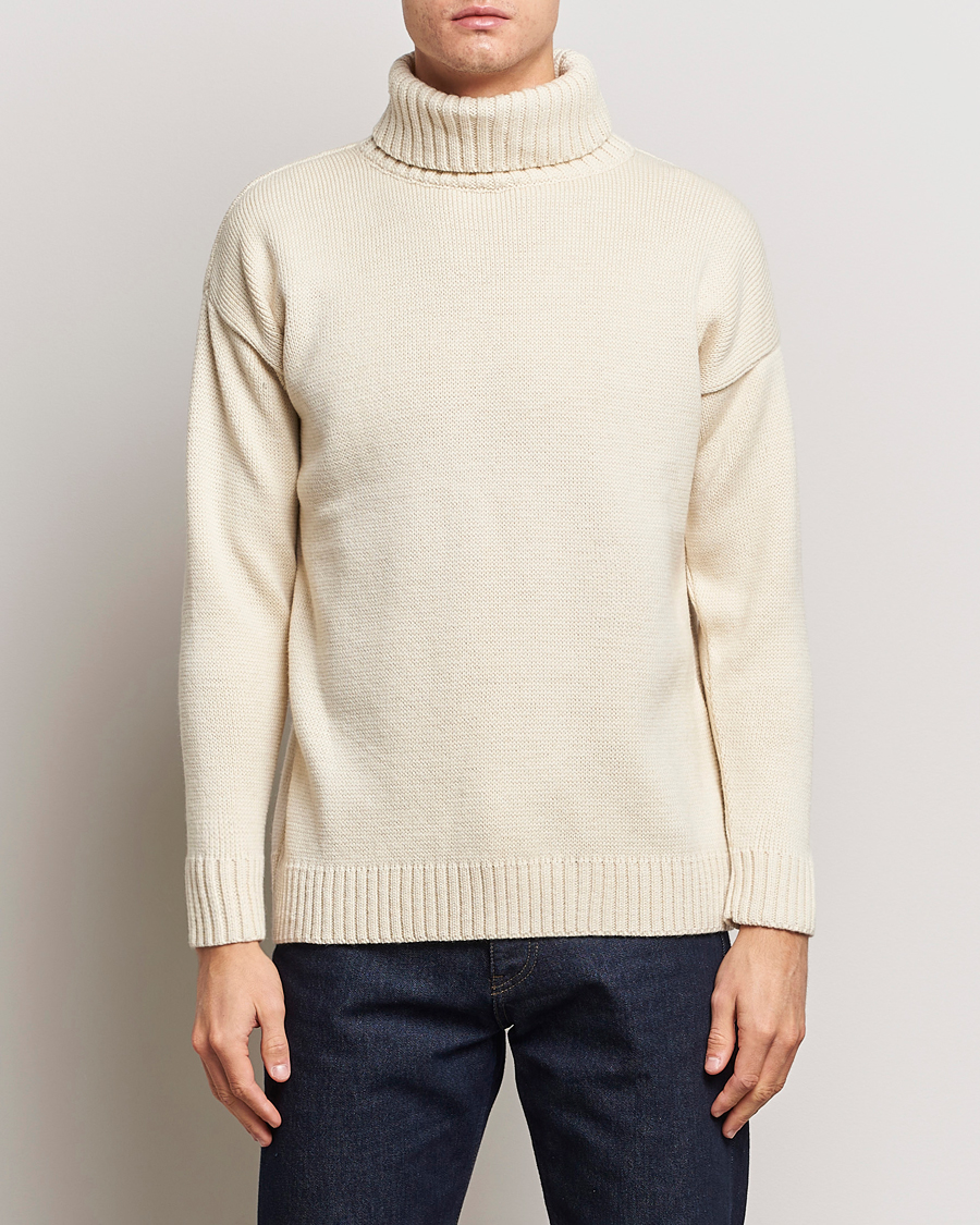 Herre |  | Gloverall | Submariner Chunky Wool Roll Neck Ecru