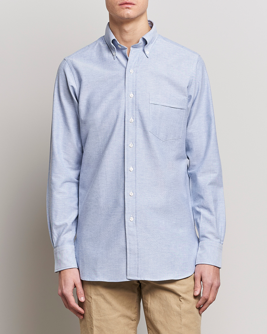 Herre | Drake's | Drake\'s | Button Down Oxford Shirt Blue