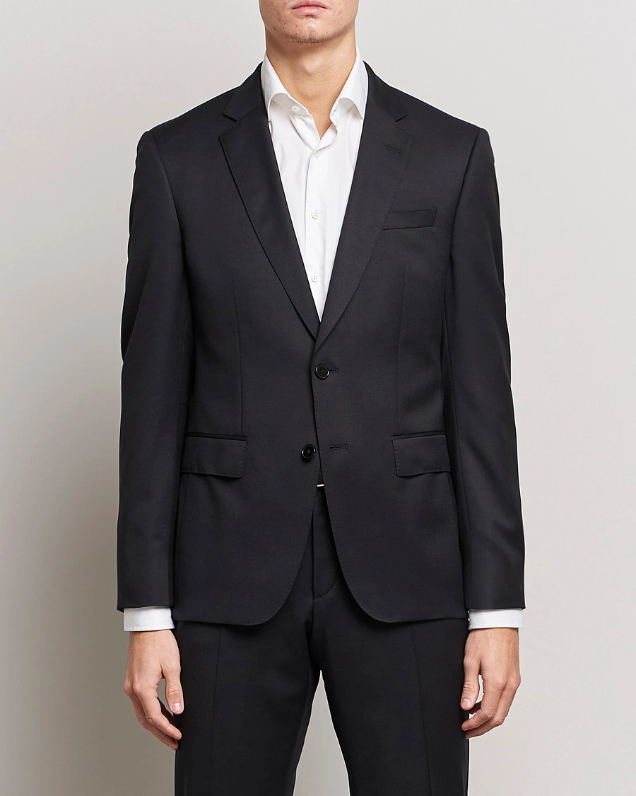 Herre | Business & Beyond | BOSS BLACK | Huge Slim Fit Wool Blazer Black