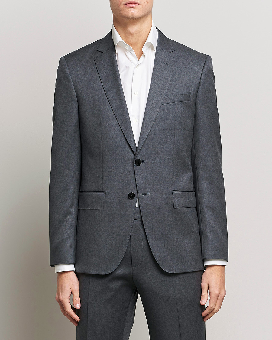 Herre | Bryllupsdress | BOSS BLACK | Huge Slim Fit Wool Blazer Dark Grey