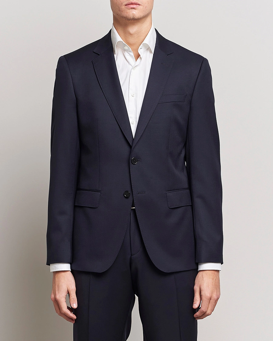 Herre | Dressjakker | BOSS BLACK | Huge Slim Fit Wool Blazer Dark Blue