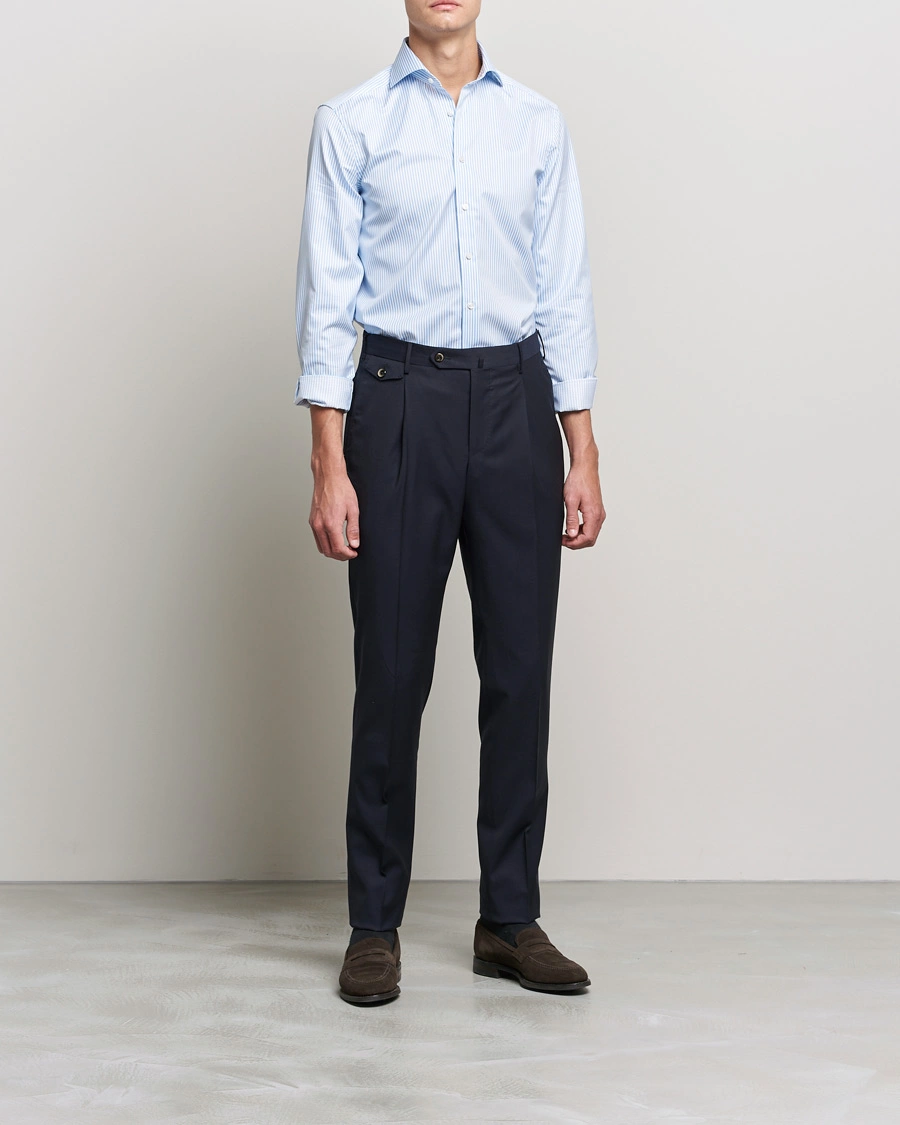 Herre | Stenströms | Stenströms | Slimline Stripe Cut Away Shirt Light Blue