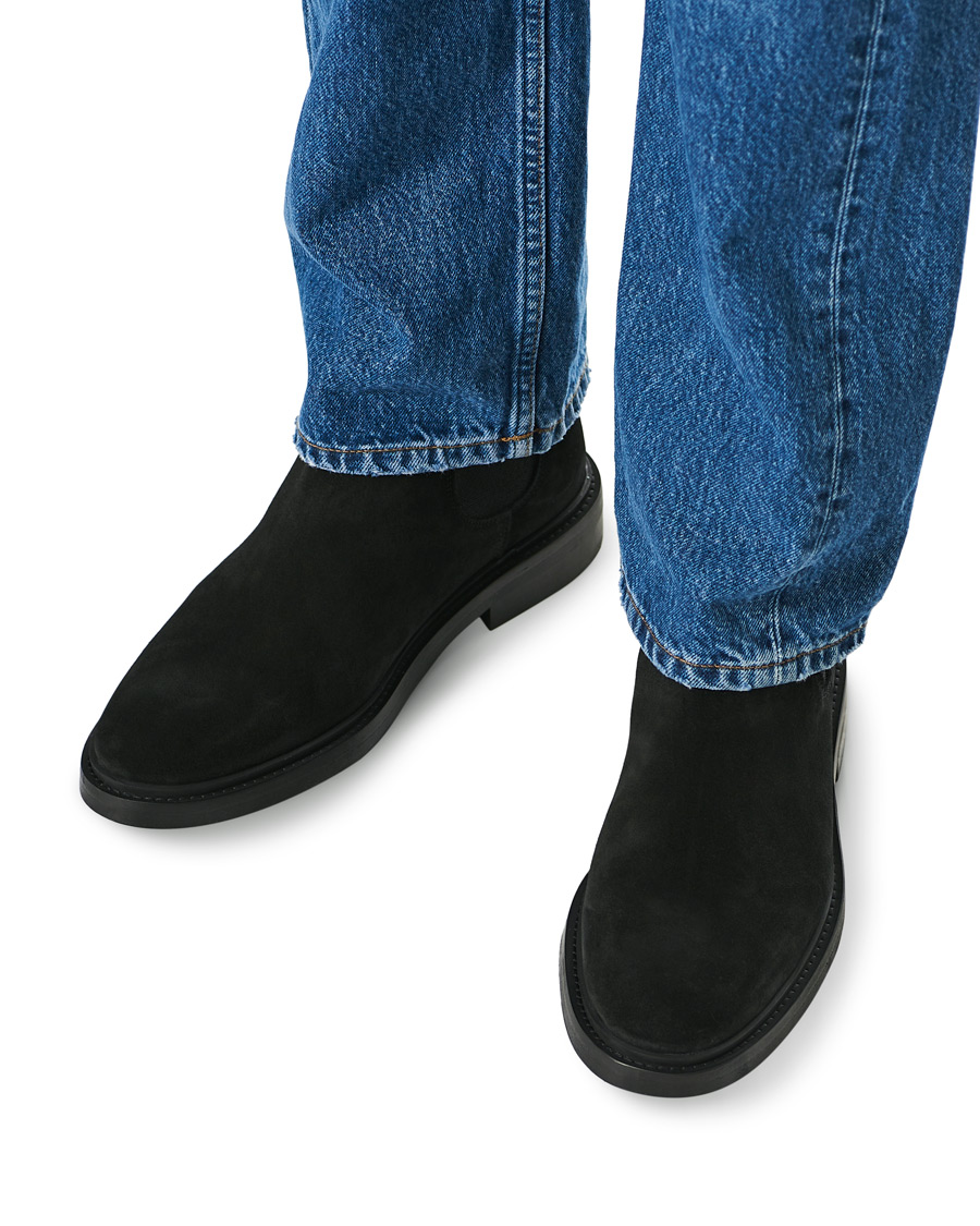 black suede chelsea boots