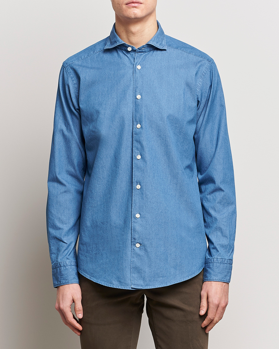 Herre | Casual | Eton | Lightweight Casual Fit Denim Shirt Blue