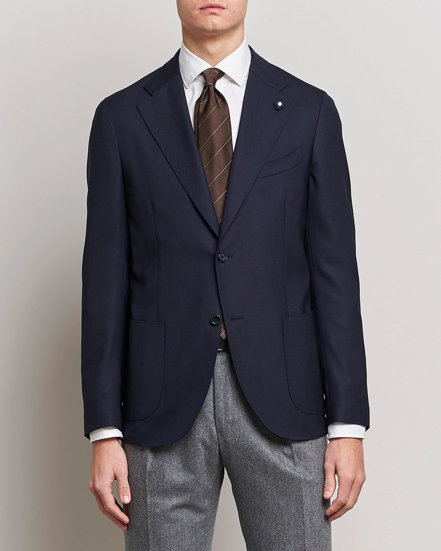 Herre | Italian Department | Lardini | Patch Pocket Wool Blazer Navy