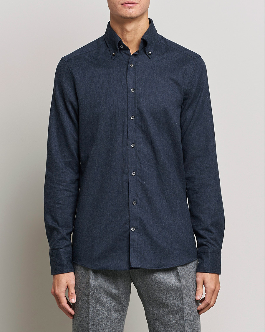 Herre |  | Stenströms | Slimline Flannel Shirt Navy