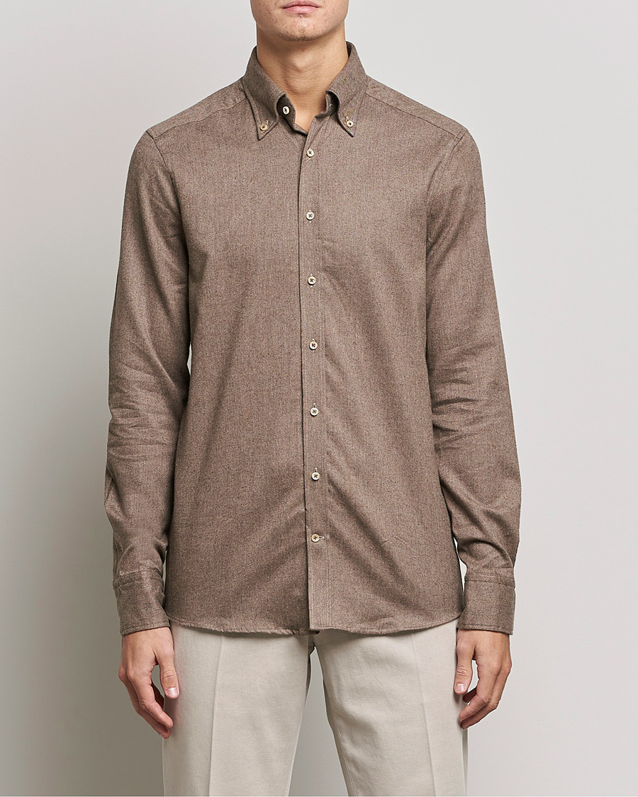 Herre |  | Stenströms | Slimline Flannel Shirt Brown