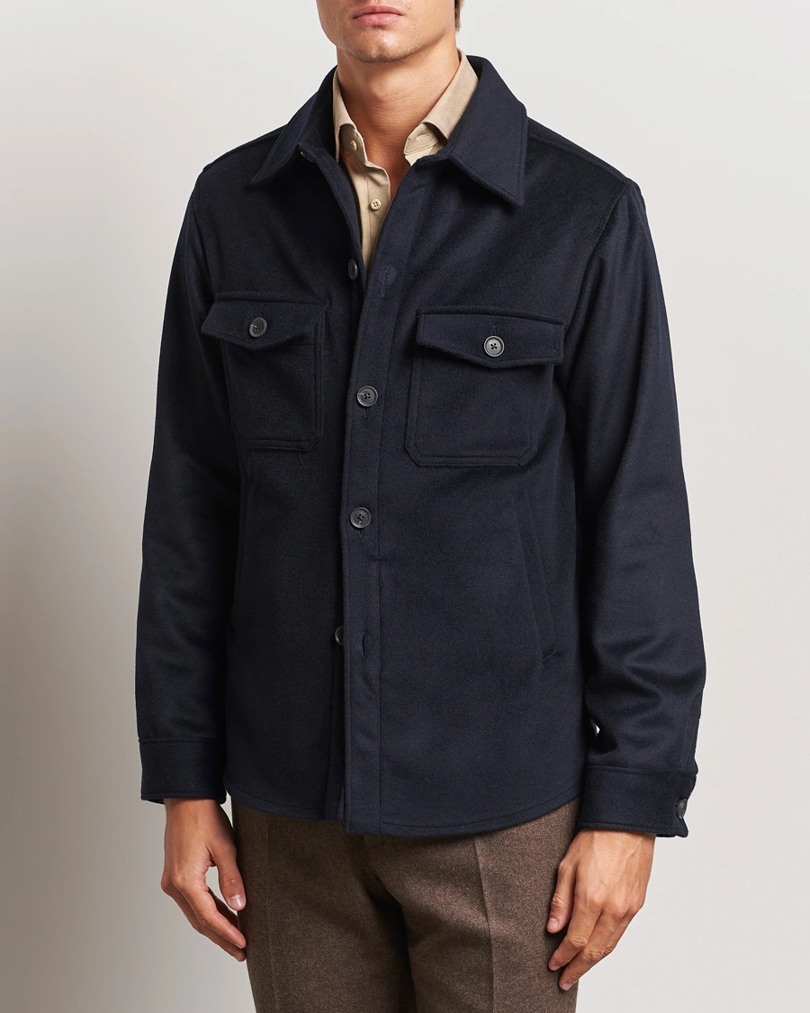 Herre |  | Oscar Jacobson | Maverick Wool/Cashmere Shirt Jacket Navy