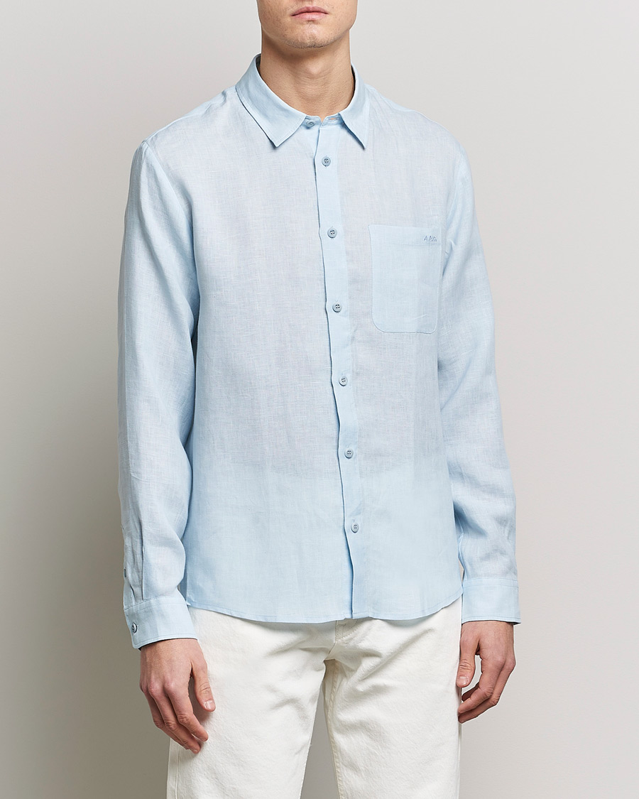 Herre | Plagg i lin | A.P.C. | Cassel Linen Shirt Light Blue