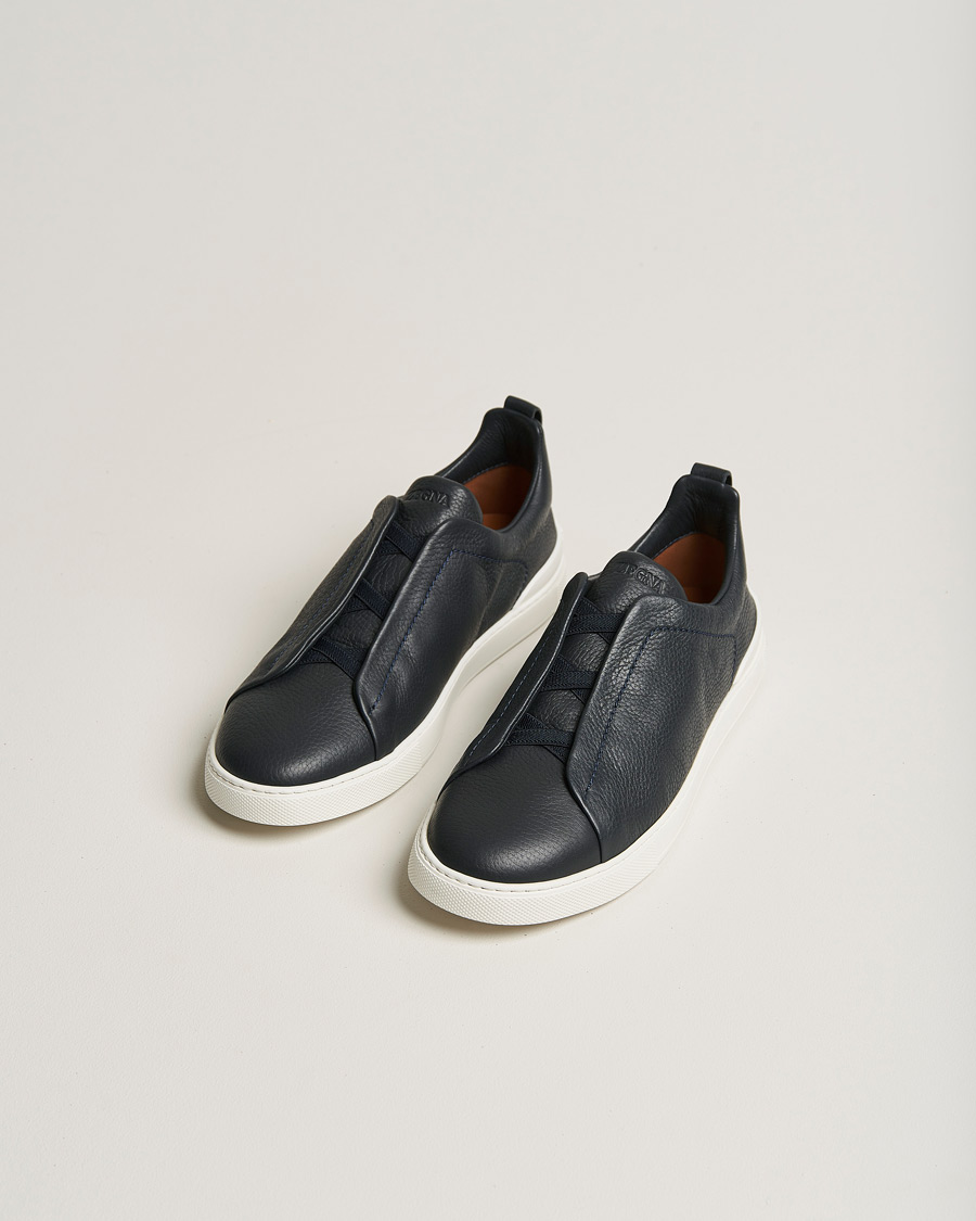 Herre | Sko | Zegna | Triple Stitch Sneakers Navy Deerskin