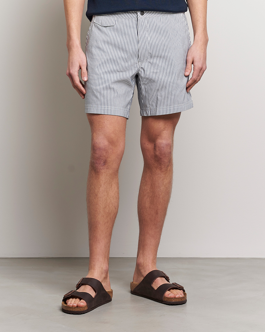 Herre | Eksklusivt Care of Carl | Sunspel | Striped Tailored Swimshorts Navy/White