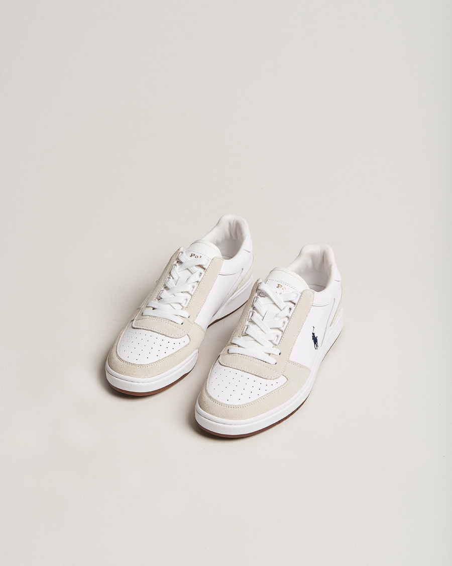 Herre | Sko i mokka | Polo Ralph Lauren | CRT Leather/Suede Sneaker White/Beige