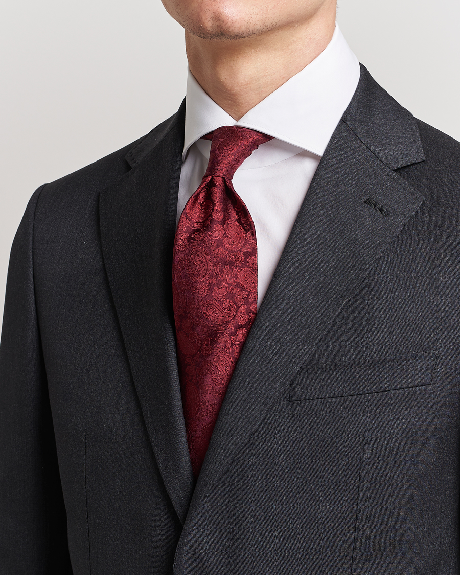 Herre | Jakke og bukse | Amanda Christensen | Silk Tonal Paisley Tie 8 cm Wine