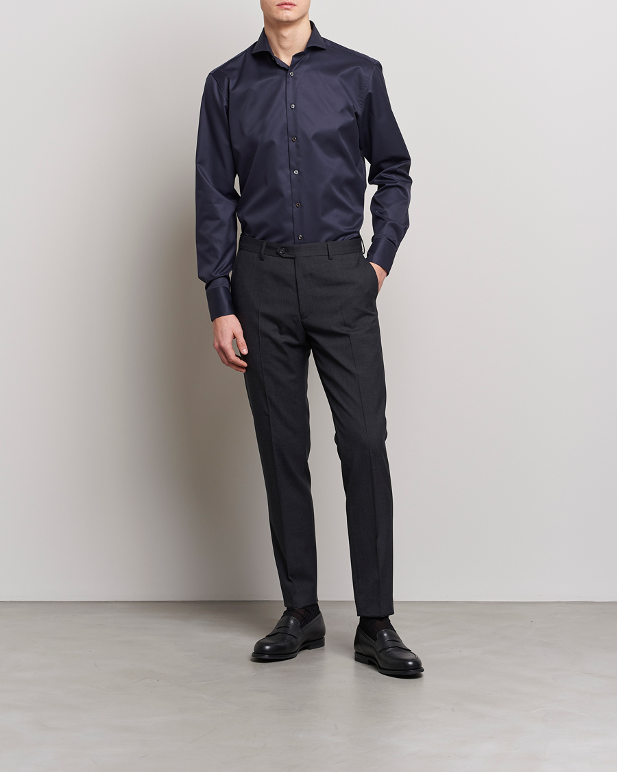 Herre | Mørk dress | Stenströms | Fitted Body Extreme Cut Away Shirt Navy