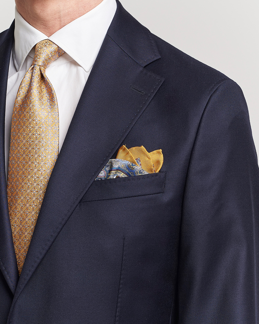 Herre | Dress | Eton | Silk Paisley Print Pocket Square Yellow