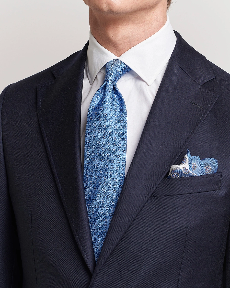 Herre | Business & Beyond - Formal | Eton | Silk Printed Flower Tie Blue