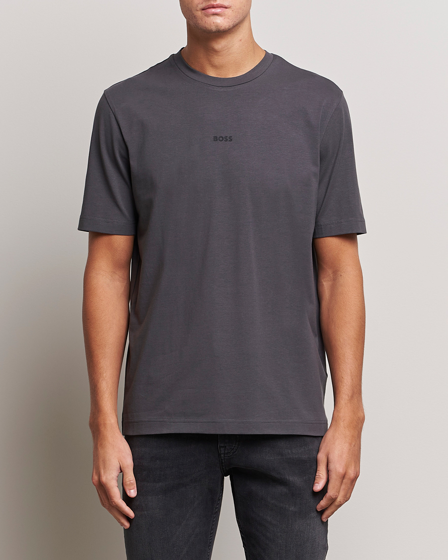 Grey Dark ORANGE Neck Logo Crew BOSS T-Shirt Tchup hos