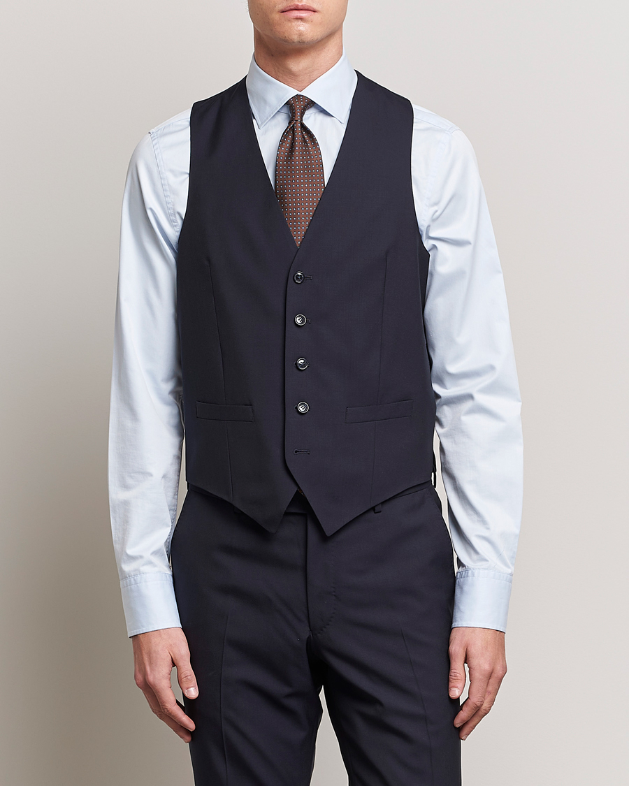 Herre | Klær | Oscar Jacobson | Carlo Wool Waistcoat Navy