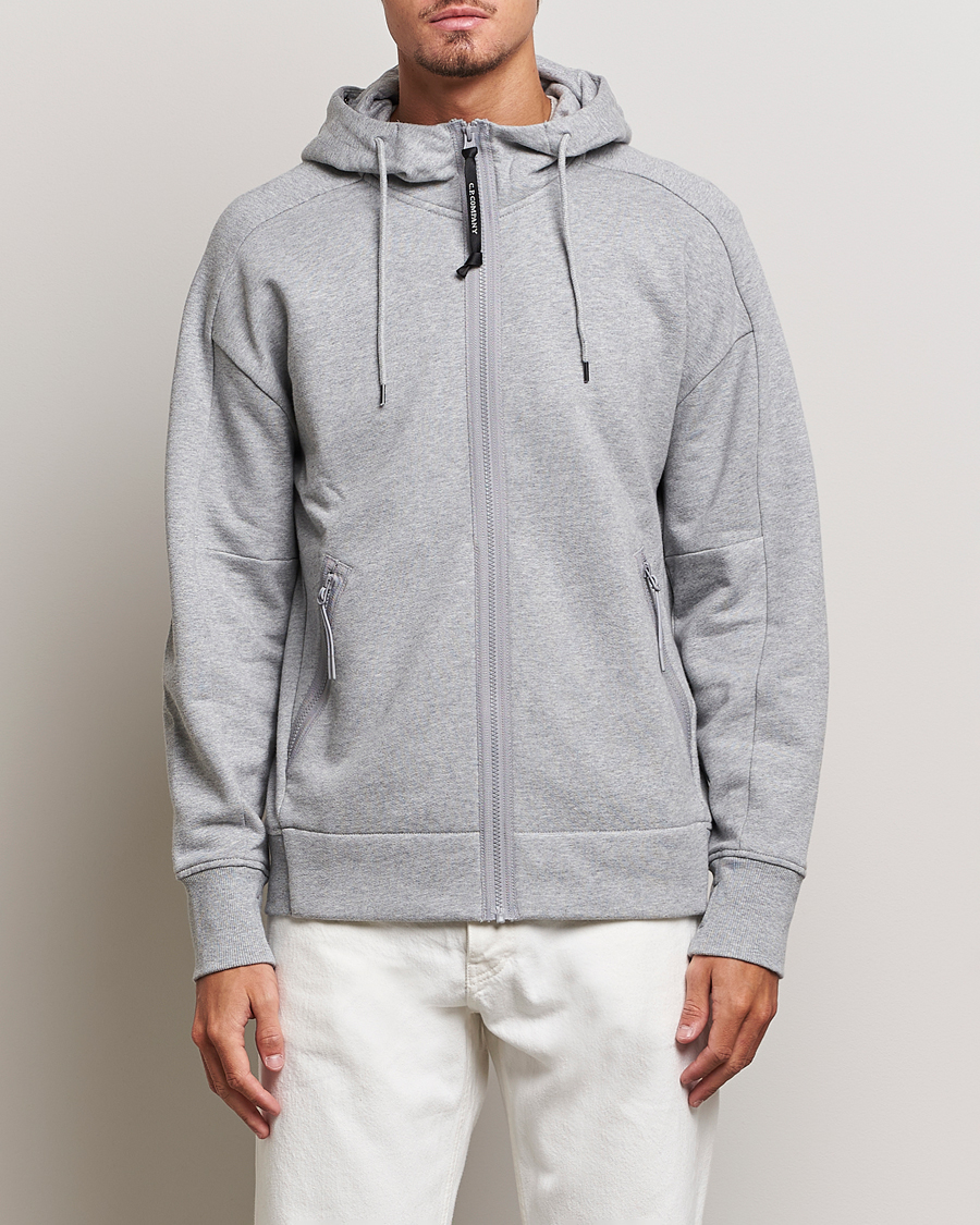 Herre | C.P. Company | C.P. Company | Diagonal Raised Fleece Full Zip Goggle Hoodie Grey