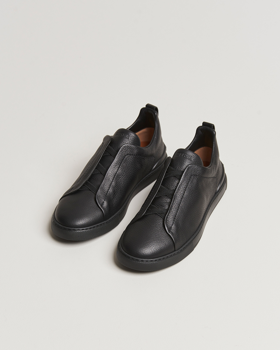 Herre |  | Zegna | Triple Stitch Sneakers Full Black Deerskin