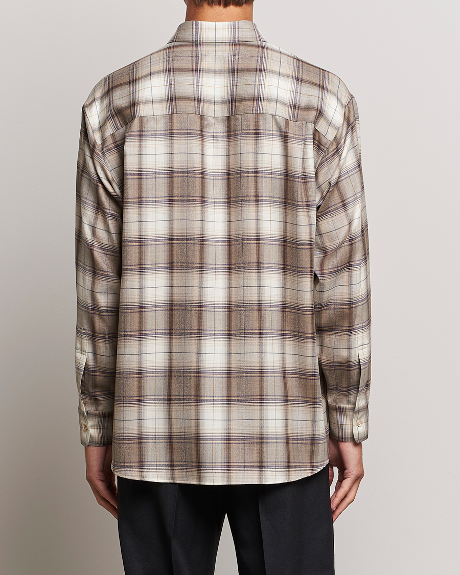 Auralee Super Light Wool Shirt Brown Check hos CareOfCarl.no