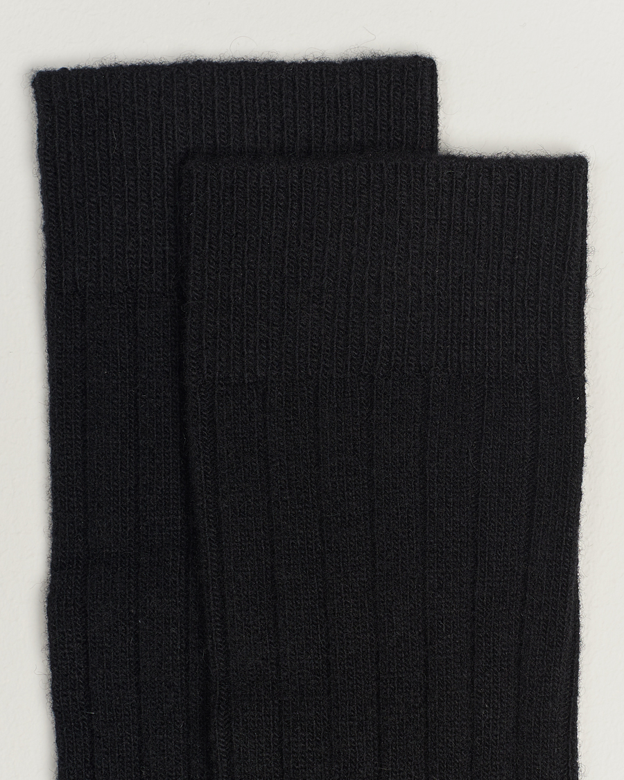 Herre |  | Bresciani | Wool/Cashmere Ribbed Socks Black