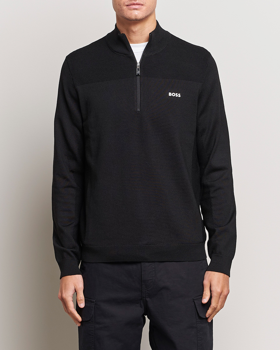 Herre |  | BOSS GREEN | Momentum Knitted Half Zip Black