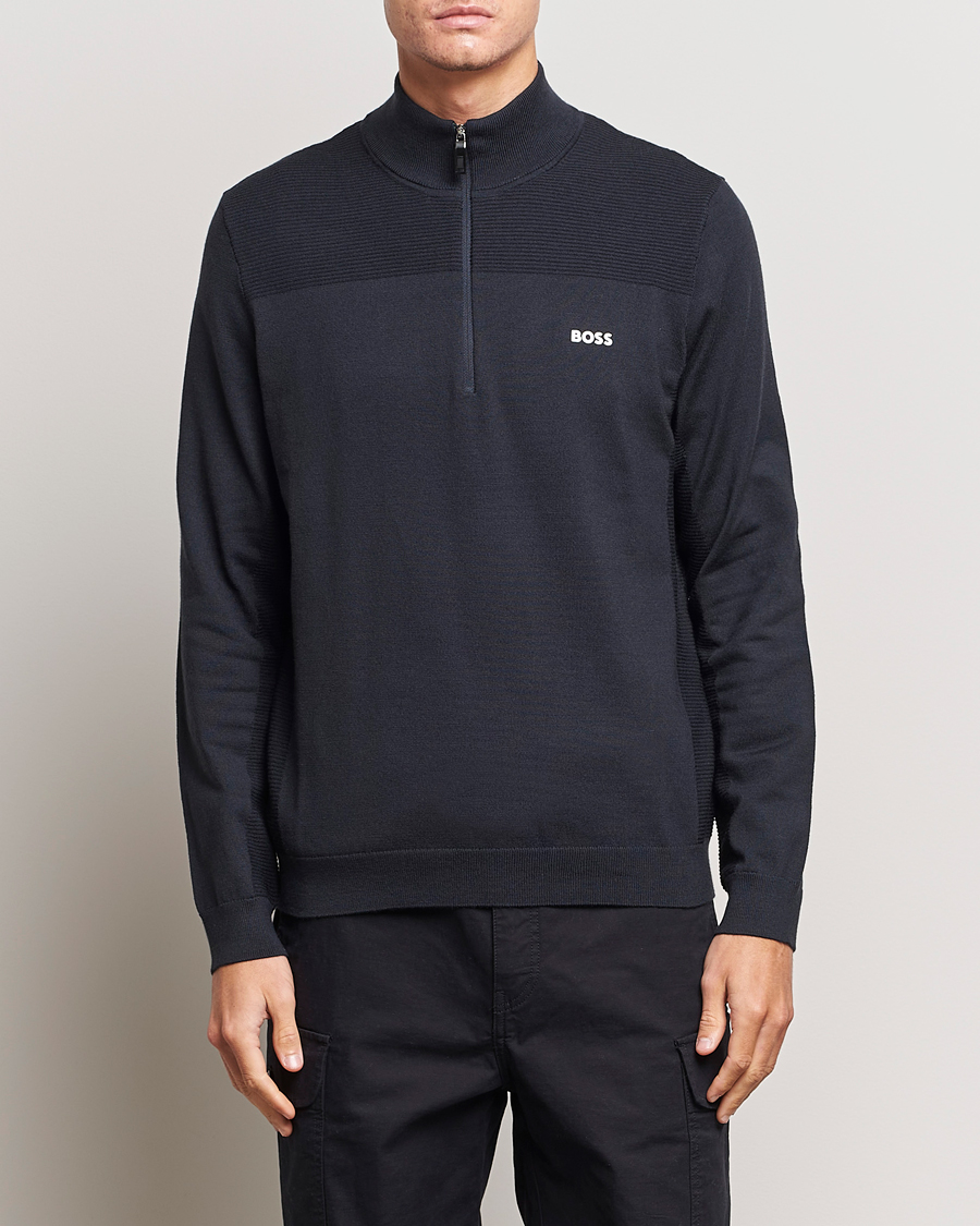 Herre |  | BOSS GREEN | Momentum Knitted Half Zip Dark Blue