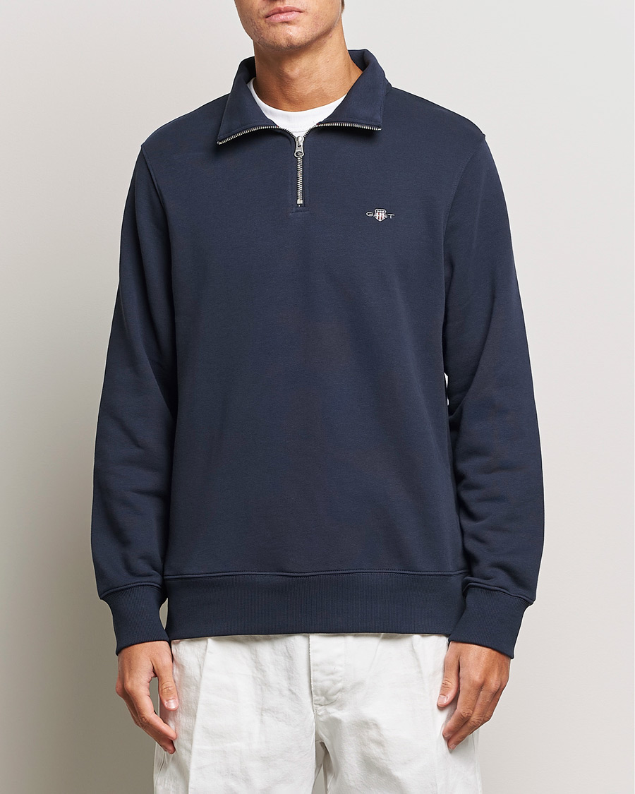 Herre | Half-zip | GANT | Original Shield Half Zip Sweater Evening Blue