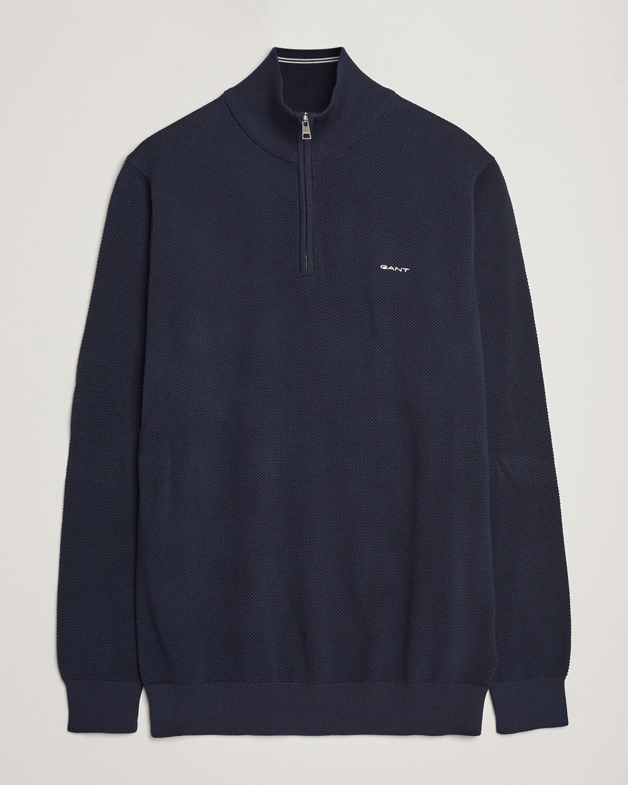 Herre | Gensere | GANT | Cotton Pique Half Zip Evening Blue