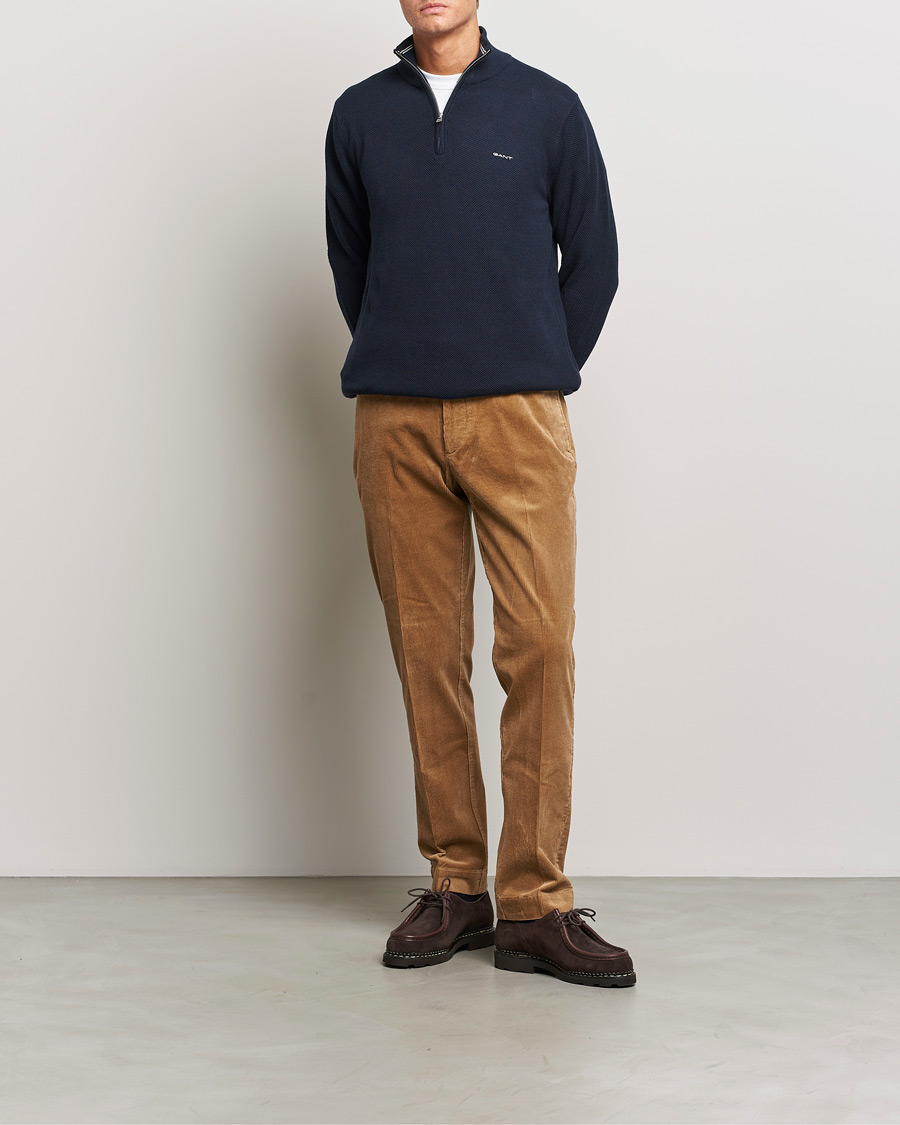 Herre | Gensere | GANT | Cotton Pique Half Zip Evening Blue