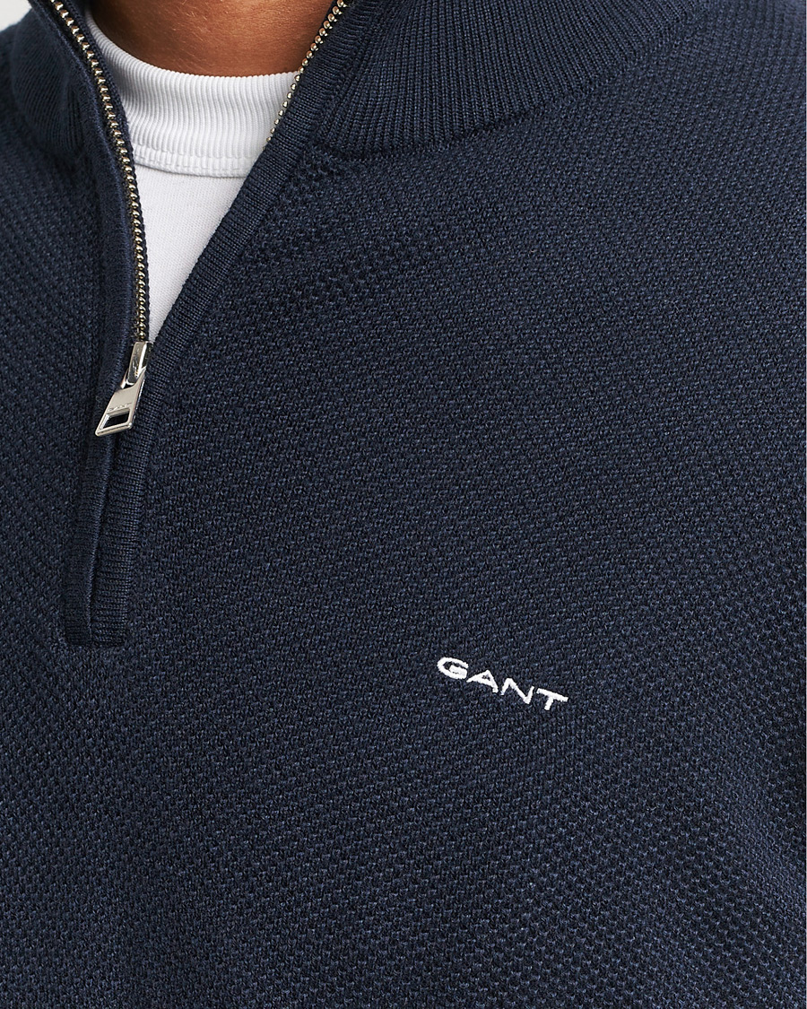 Herre | Gensere | GANT | Cotton Pique Half Zip Evening Blue