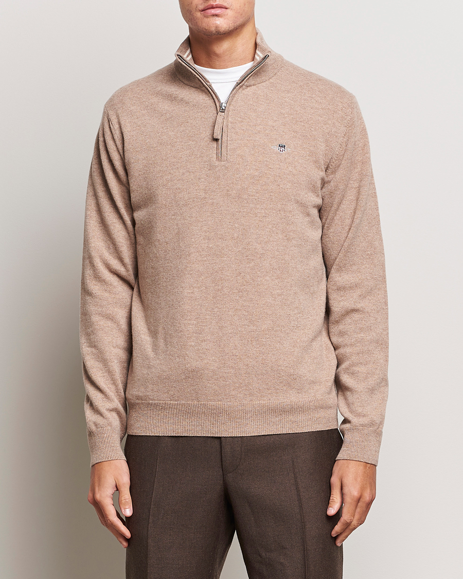 Herre |  | GANT | Lamsbwool Half Zip Dark Sand