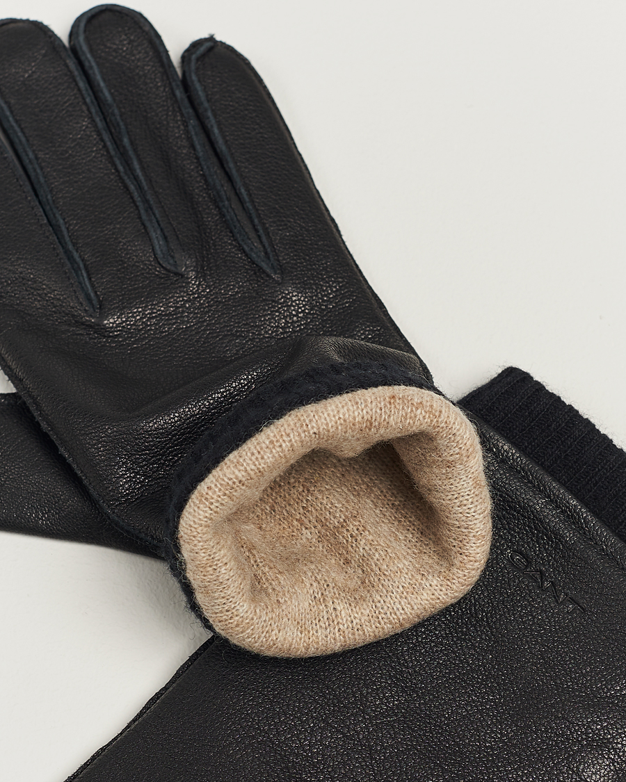 Herre | Assesoarer | GANT | Cashmere Lined Leather Gloves Black