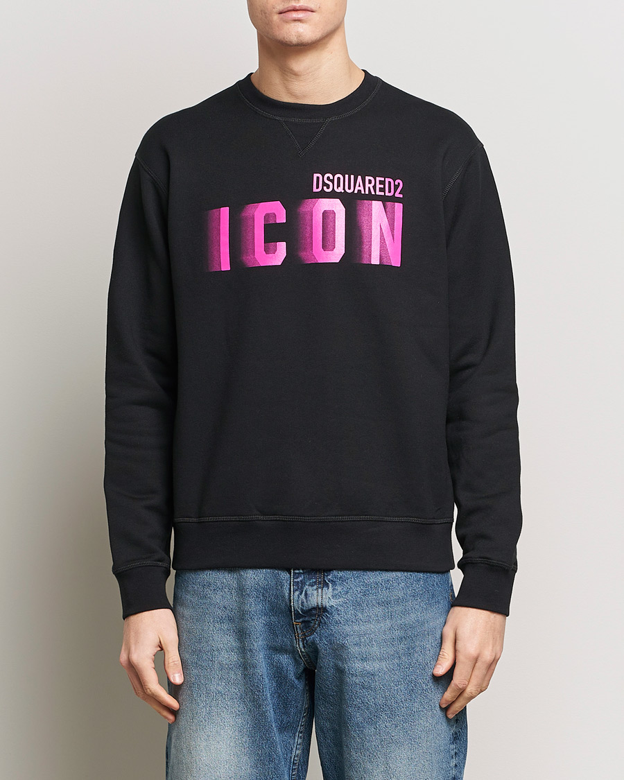 Herre | Luxury Brands | Dsquared2 | Cool Fit Icon Blur Crew Neck Sweatshirt Black