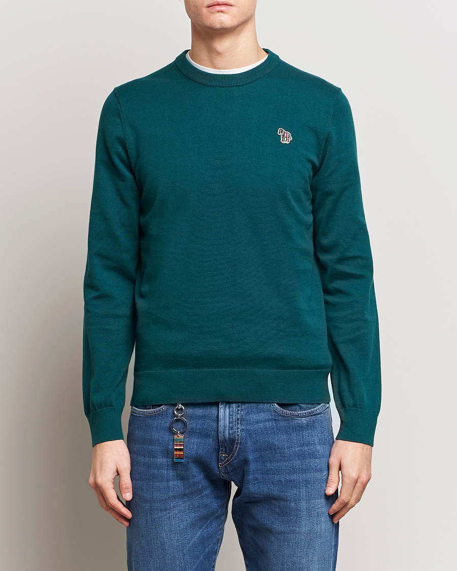 Herre | Gensere | PS Paul Smith | Zebra Cotton Knitted Sweater Dark Green