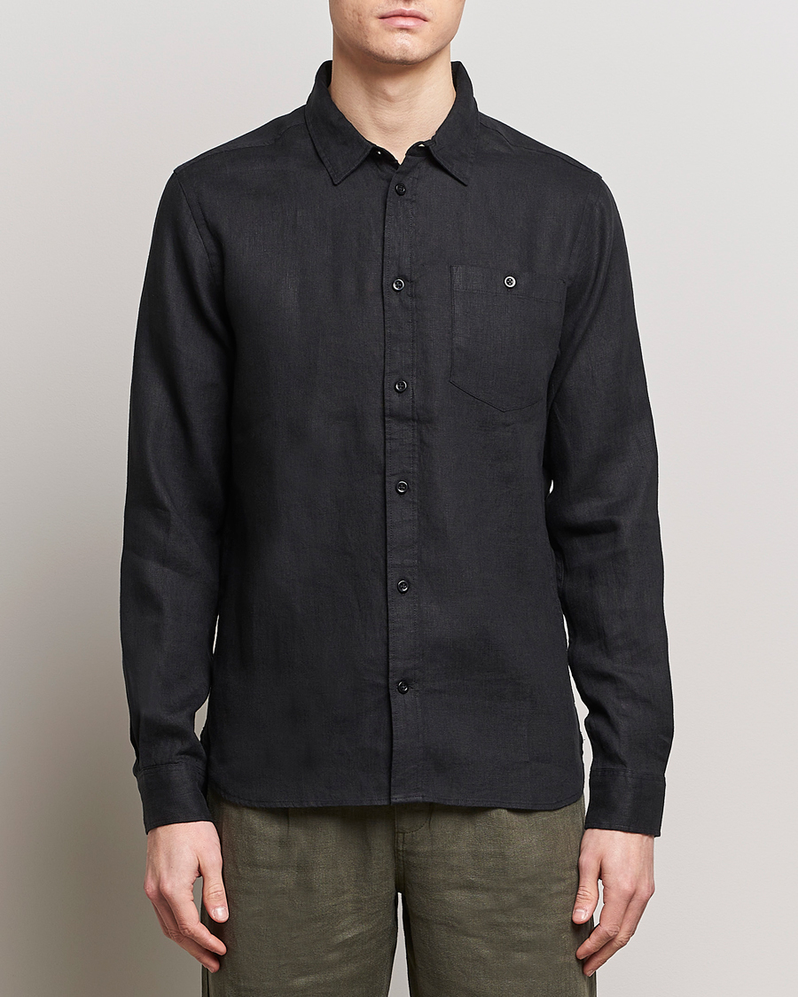 Herre | Plagg i lin | KnowledgeCotton Apparel | Regular Linen Shirt Jet Black