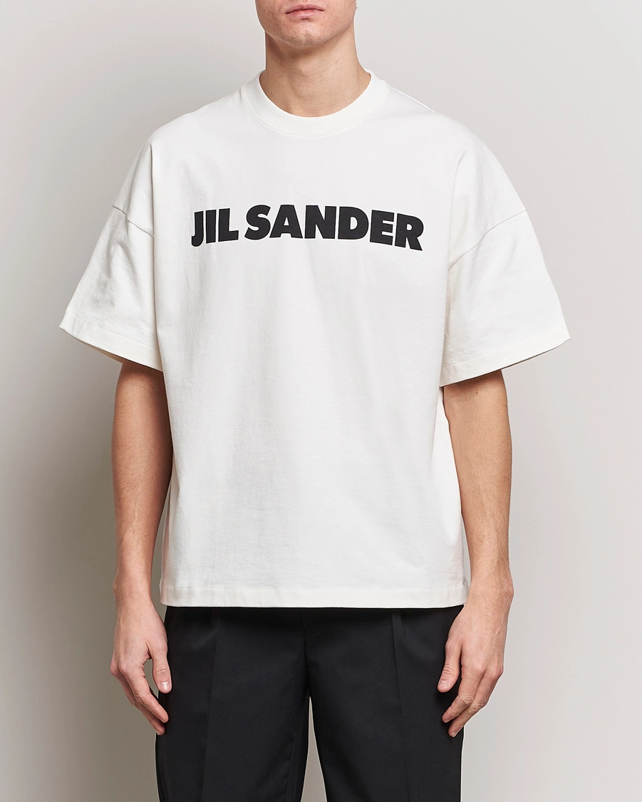 Herre | Luxury Brands | Jil Sander | Round Collar Logo T-Shirt White