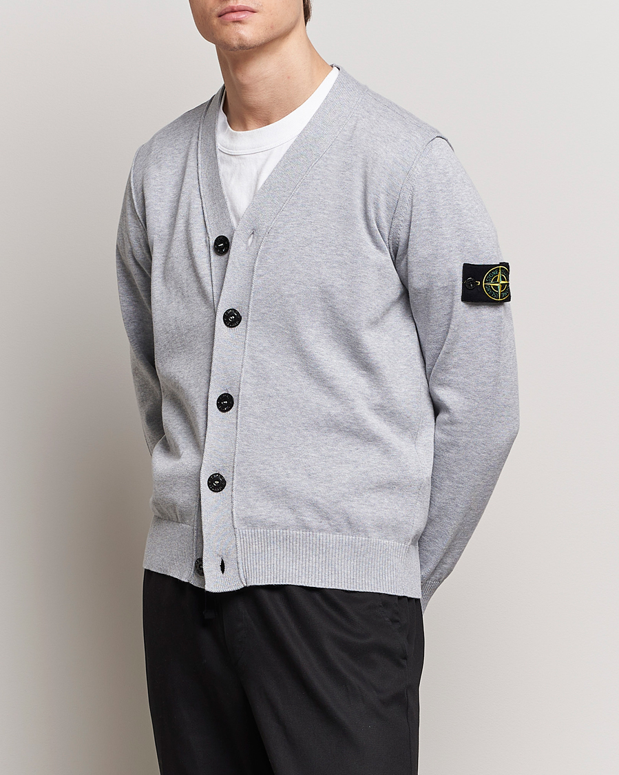 Herre | Cardigans | Stone Island | Soft Organic Cotton Cardigan Dark Grey Melange