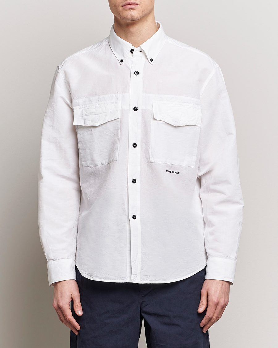 Herre | Skjortejakke | Stone Island | Cotton/Hemp Pocket Overshirt White