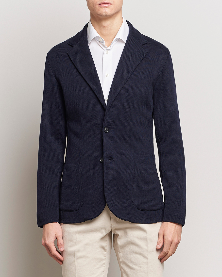 Herre | Lardini | Lardini | Knitted Wool Blazer Navy