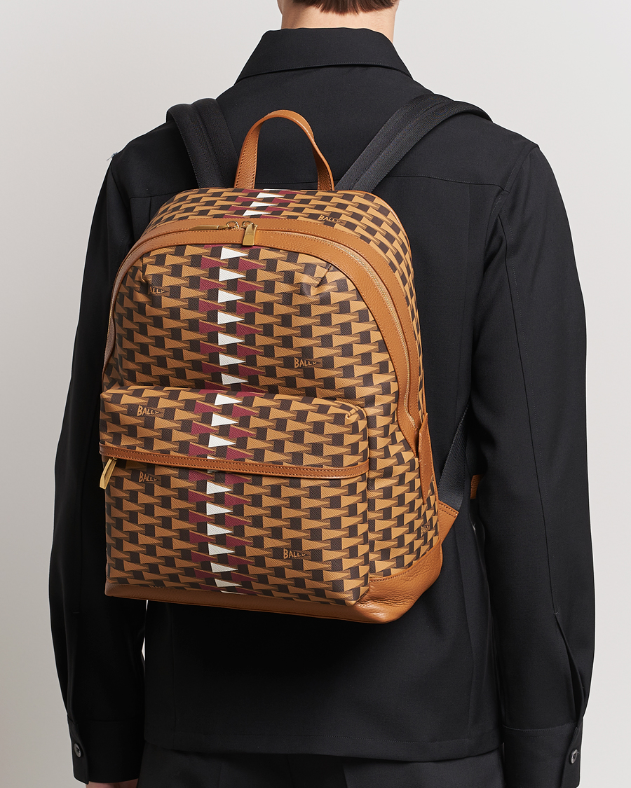 Herre | Vesker | Bally | Pennant Monogram Leather Backpack Brown