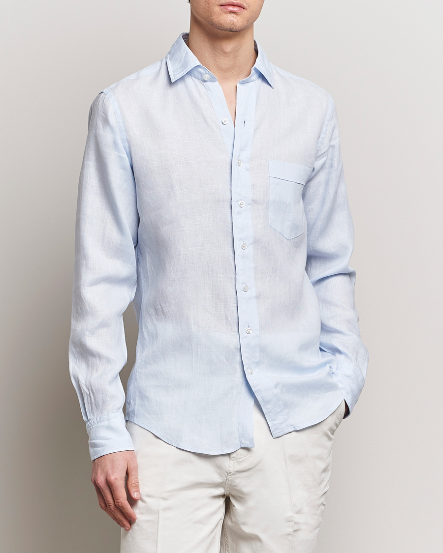 Herre | Drake's | Drake's | Linen Summer Shirt Sky Blue