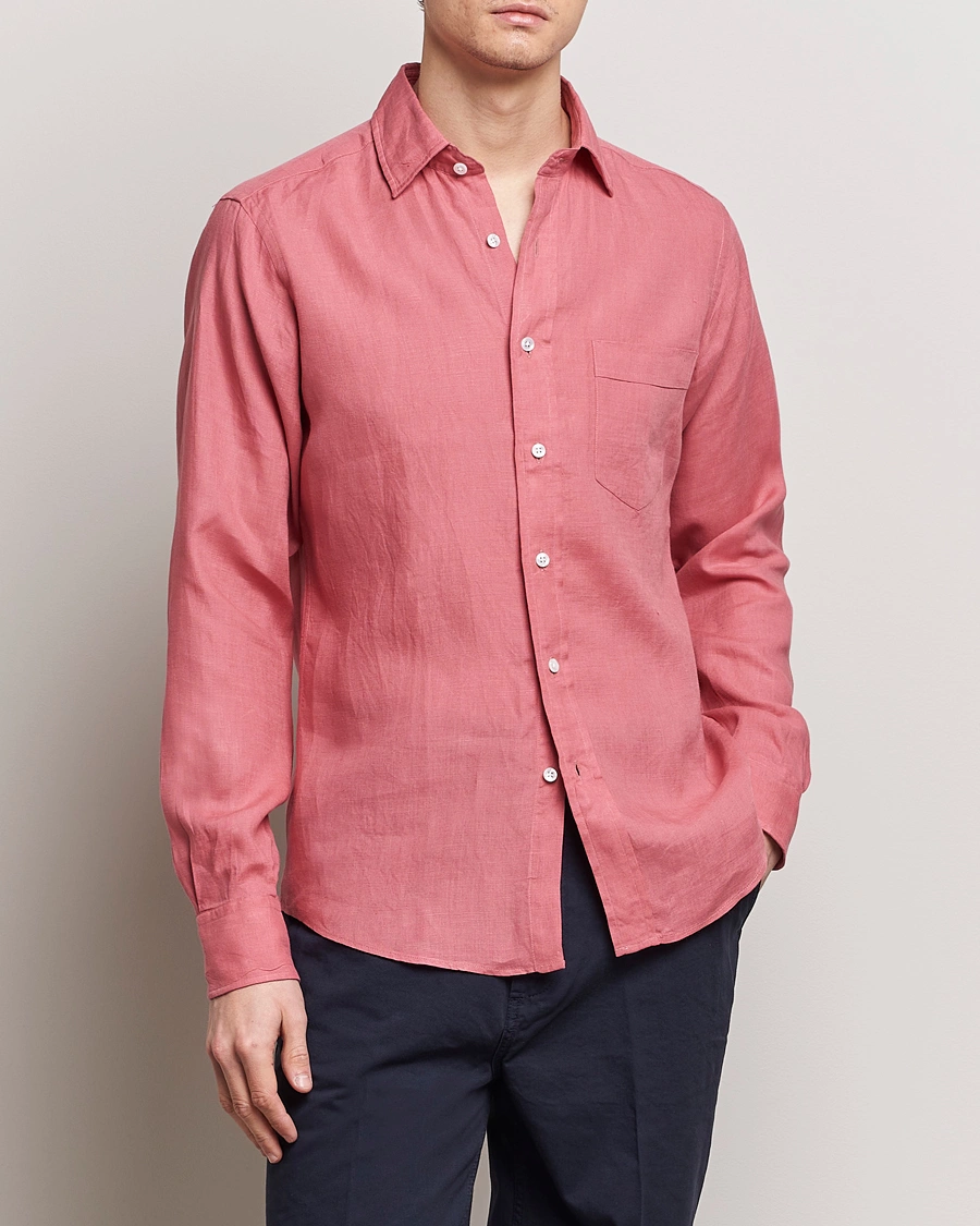 Herre | Drake's | Drake\'s | Linen Summer Shirt Pink