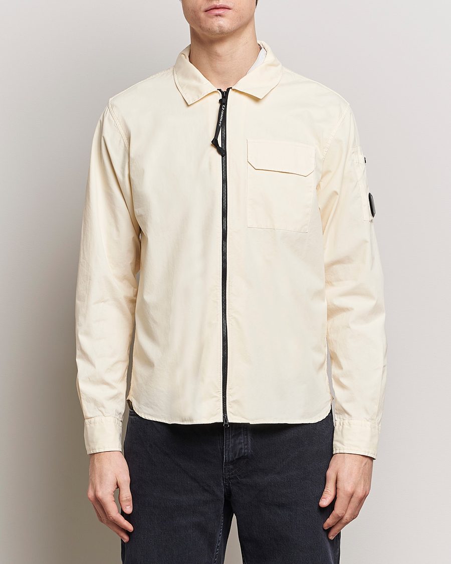 Herre | Klær | C.P. Company | Garment Dyed Gabardine Zip Shirt Jacket Ecru