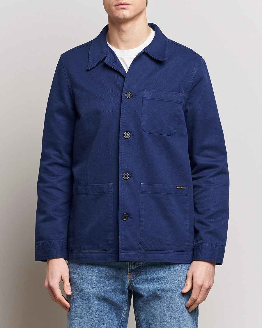 Herre | Overshirts | Nudie Jeans | Barney Worker Overshirt Mid Blue