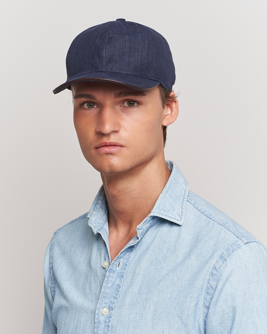 Herre | Eton | Eton | Solid Linen Cap Navy Blue