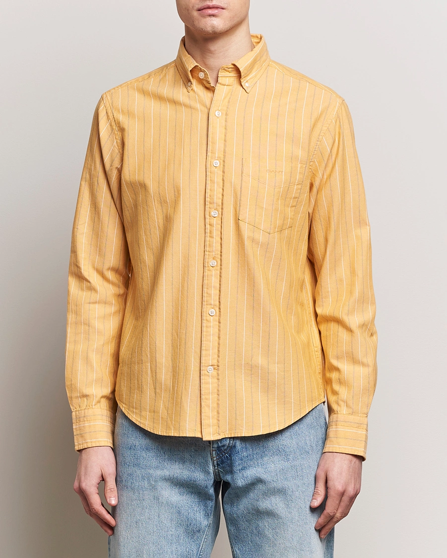 Herre | GANT | GANT | Regular Fit Archive Striped Oxford Shirt Medal Yellow